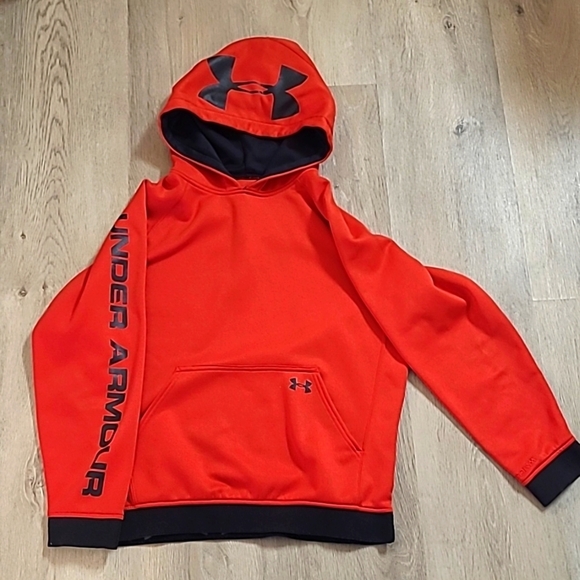 Under armour HOODY ORANGE/ RED Size yxl - Picture 1 of 8